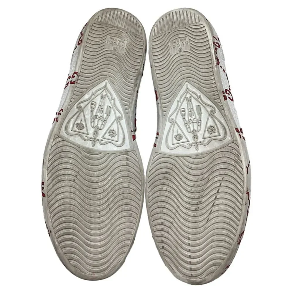 Gucci Ace GG Print Low Top Sneakers in White Leather